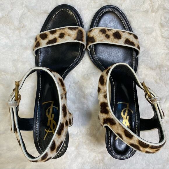 Yves Saint Laurent Ponyhair Animal Print Kitten Heel Sandals
Size 38.5 Leopard - Picture 9 of 14